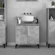 Concrete Grey Bathroom Sink Cabinet | Modern Under Sink Storage Unit 58x33x60cm