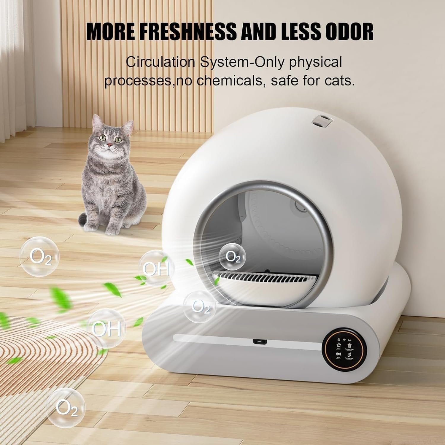 Self Cleaning Cat Litter Tray Automatic App Control Odour Free 65L