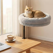 360° Rotating Cat Desk Bed Adjustable Clamp Hammock Perch Grey