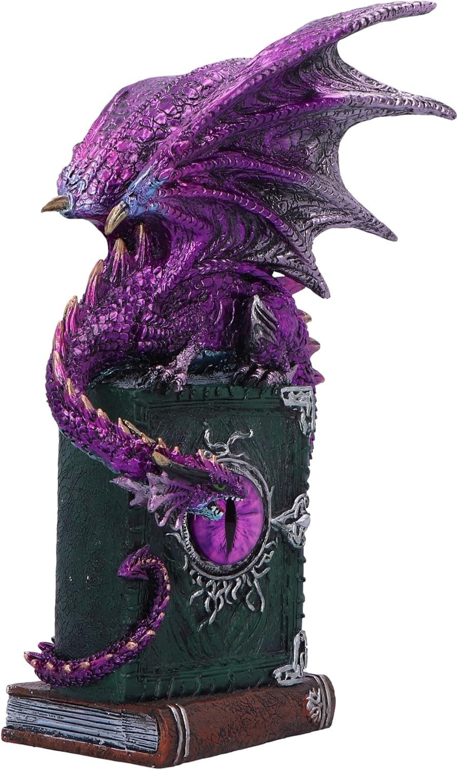 Purple Dragon Figurine 24cm on Spell Books | Hand-Painted Resin Mythical
