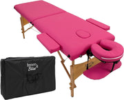 Portable Massage Table 2-Section Wooden Folding Beauty Therapy Couch Pink