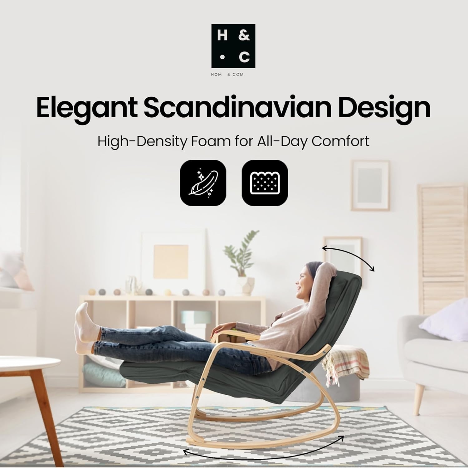 Silent Rocking Nursery Chair with Footrest | Bentwood Frame | Cushioned Comfort