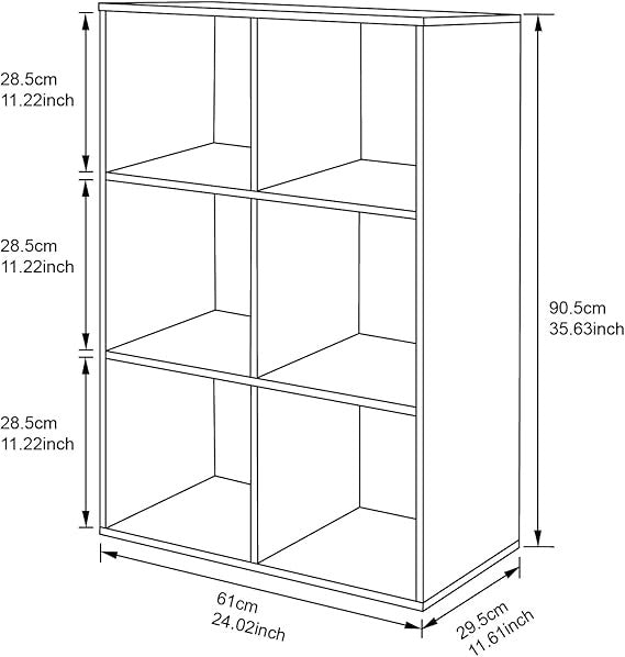 6-Cube White Storage Shelf – Modern Freestanding Bookcase Display Unit