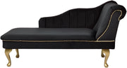 Luxury Tufted Velvet Chaise Lounge Sofa Right Hand Accent Chair Black