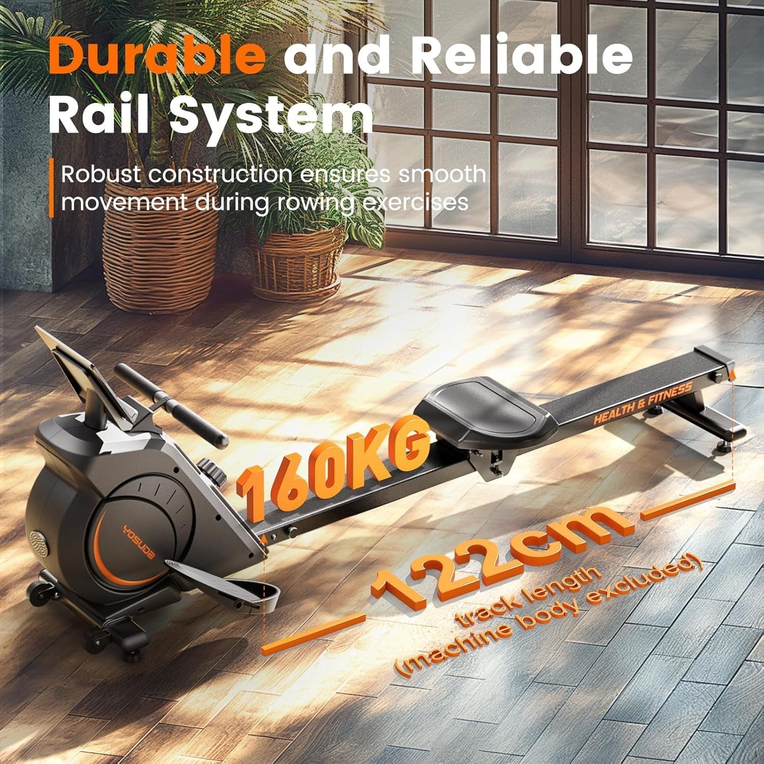 Quiet Magnetic Rowing Machine 16-Level Resistance App LCD Rower 160KG Home Use