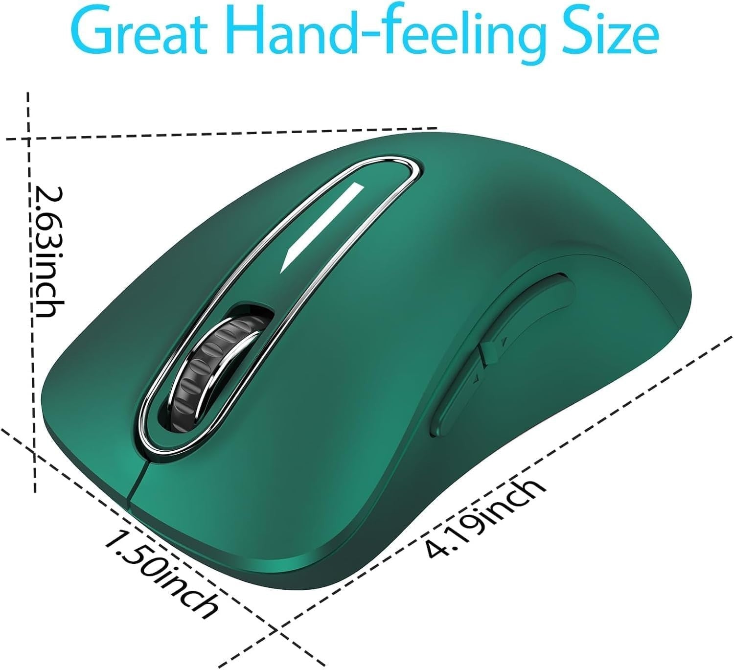 Dark Green Wireless Mouse 1400 DPI USB 2.4G 5-Button Laptop PC