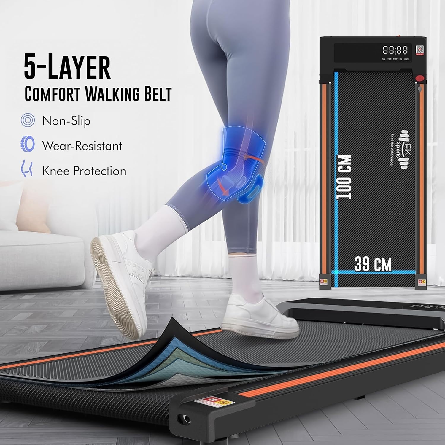 Foldable Under Desk Treadmill 6km/h Silent Walking Machine Home Office