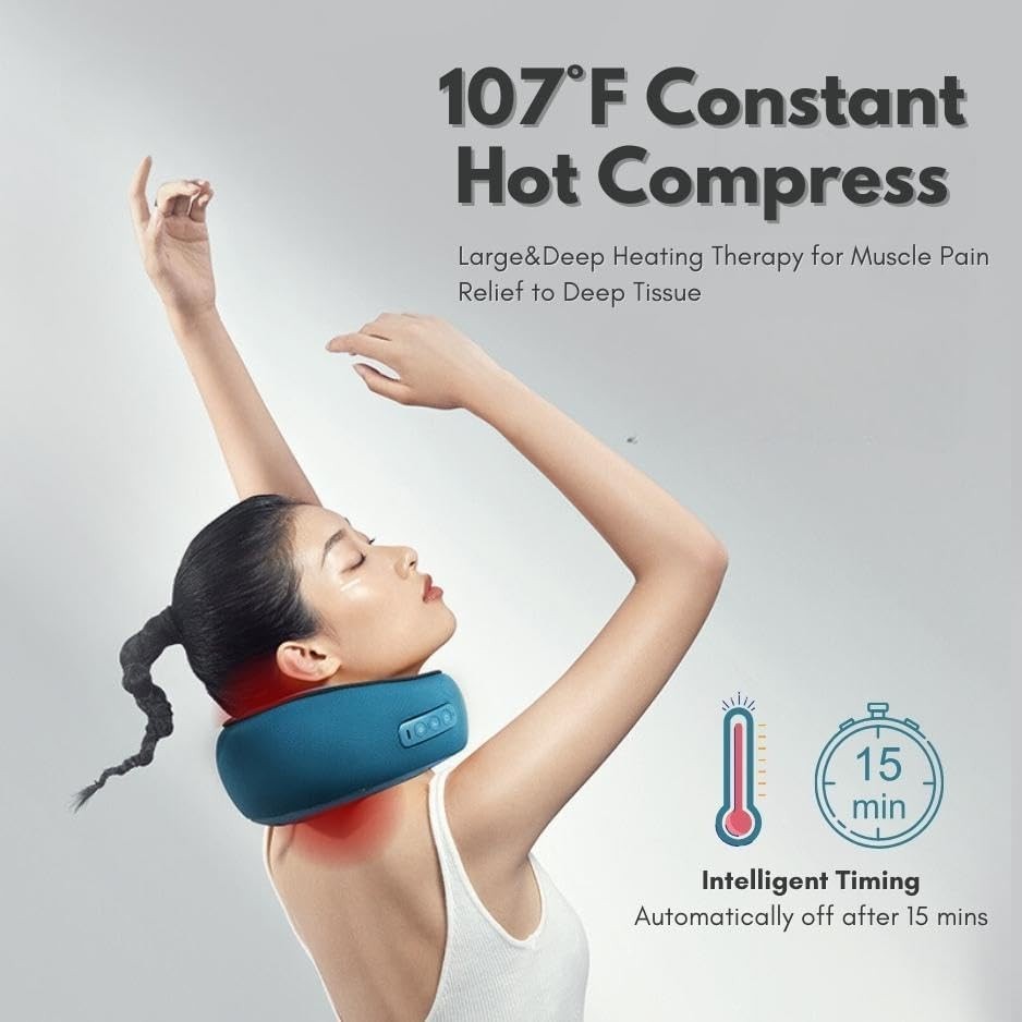 Heated Neck Massager Pillow Cordless Deep Tissue Pain Relief Cushion