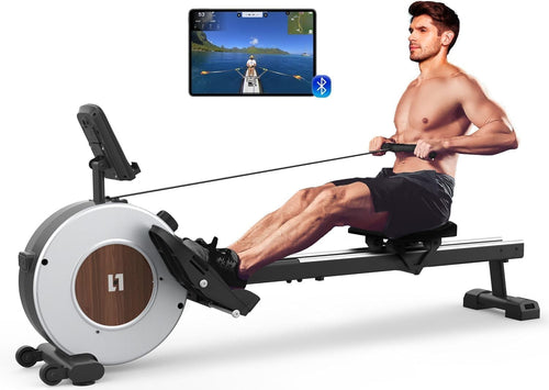 Magnetic Rowing Machine 16-Level Quiet Resistance Dual Rail LCD App 130KG