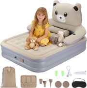 Double Inflatable Air Mattress with Electric Pump, Headboard & Cup Holder