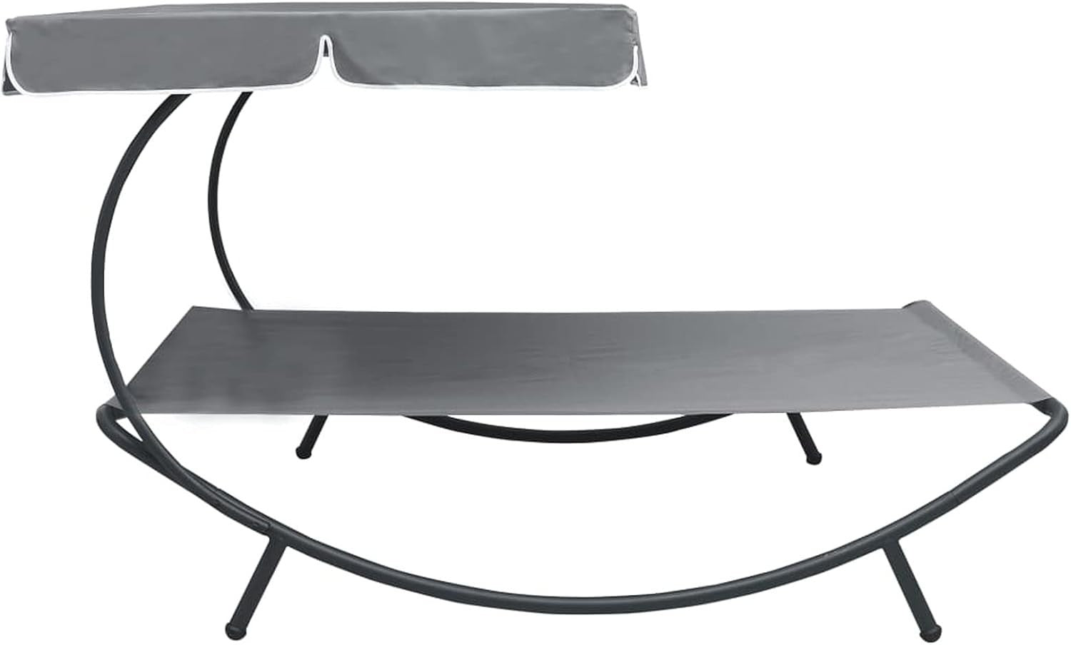 Outdoor Double Lounge Bed with Canopy Waterproof Oxford Fabric Grey