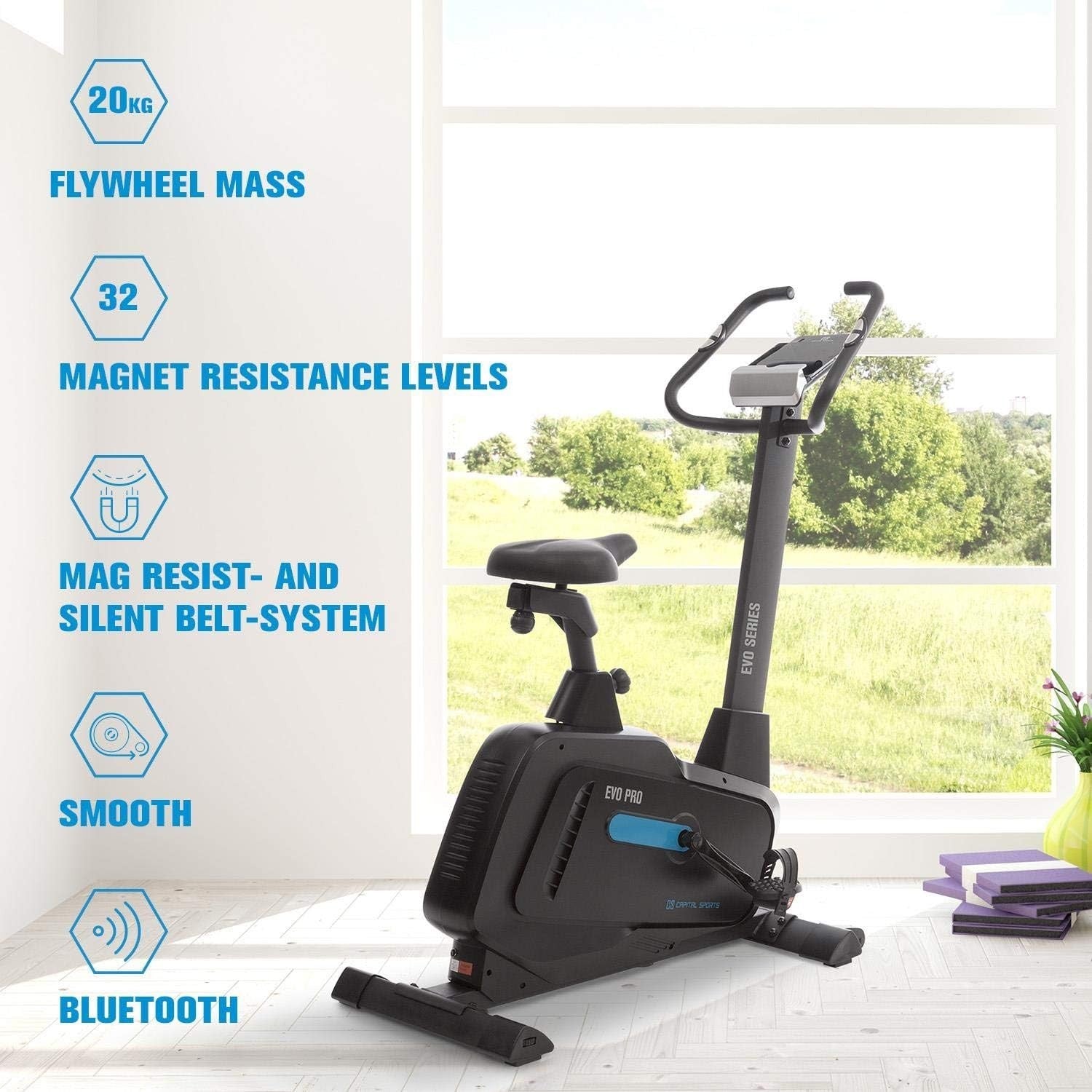 Magnetic Smart Exercise Bike w/ 20kg Flywheel, 32 Levels, App & Pulse Sensor