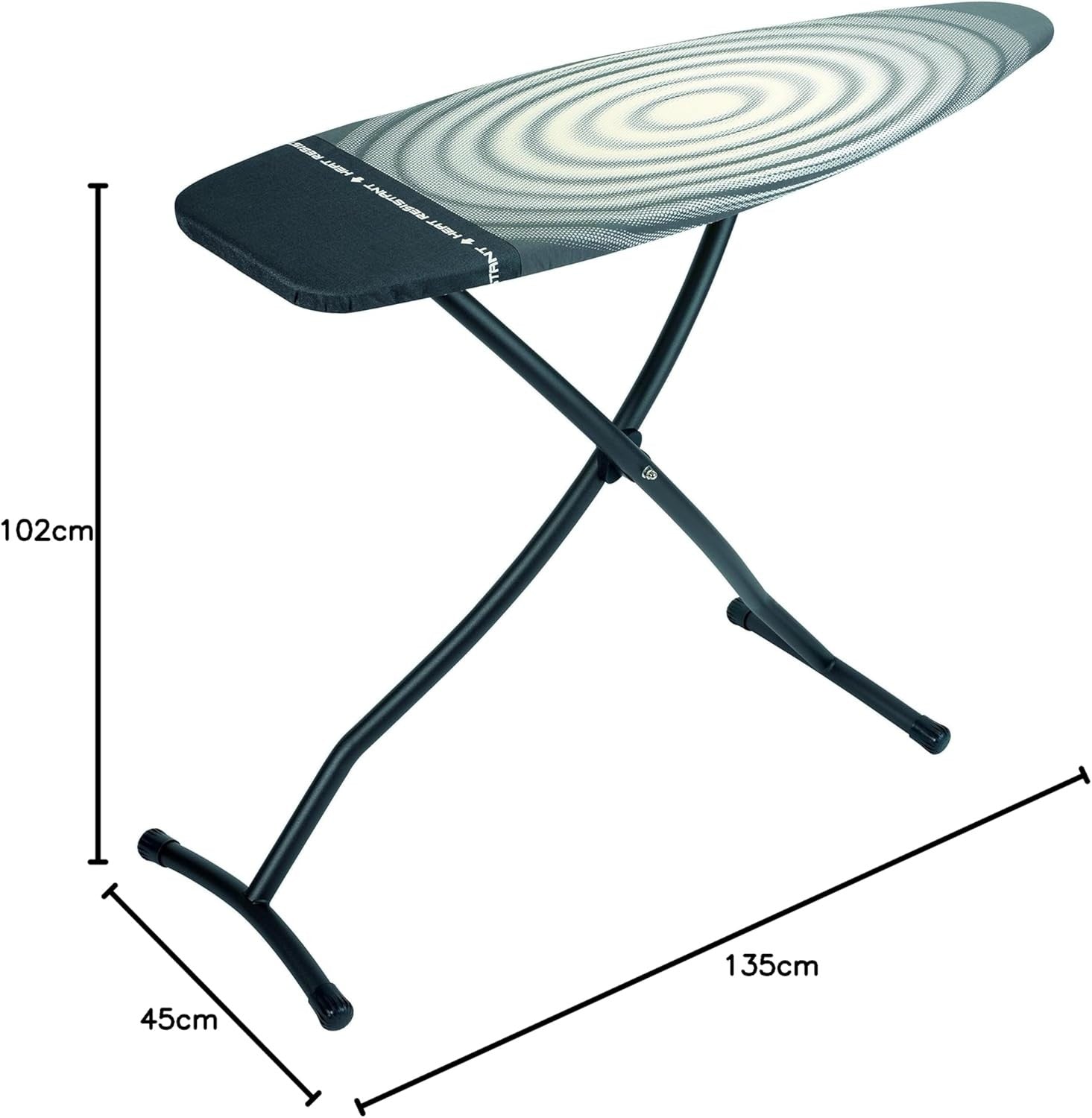 XL Ironing Board Integrated Steam Rest Height Adjustable Foldable 135x45cm