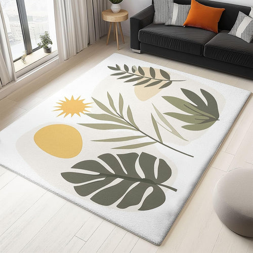 Bohemian Leaf Area Rug 120x180cm Non Slip Washable Living Room Carpet