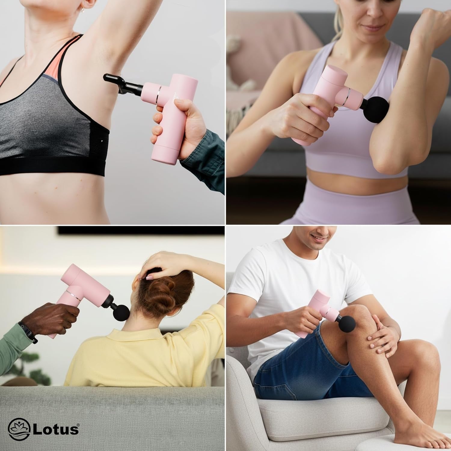 Mini Deep Tissue Massage Gun Quiet Muscle Relief 4 Heads Portable Case