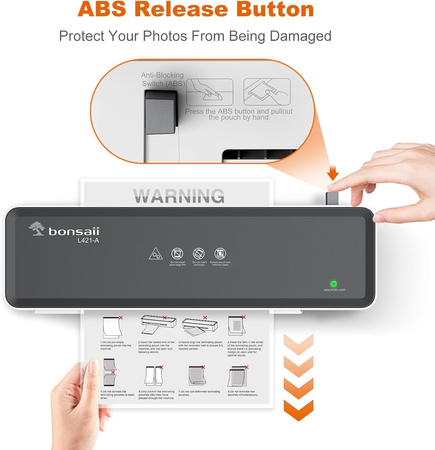A4 Laminator Machine Compact Quiet Fast Jam Release + 5 Pouches