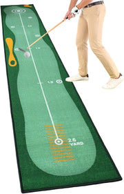 Golf Putting Practice Mat 10ft Indoor Trainer Distance Marker Home Office