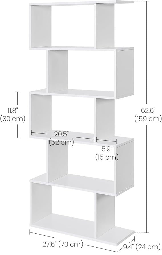 5-Tier White Cube Bookcase Room Divider Modern Display Storage Shelf 159cm