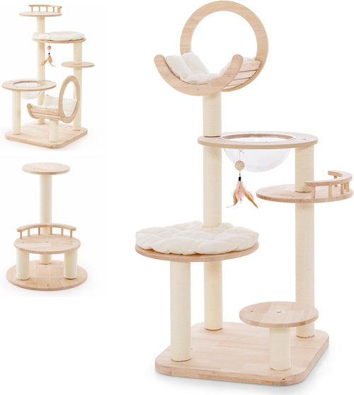 Wooden Cat Tree Activity Centre Multi Level Tower Bed Condo Scratching Posts