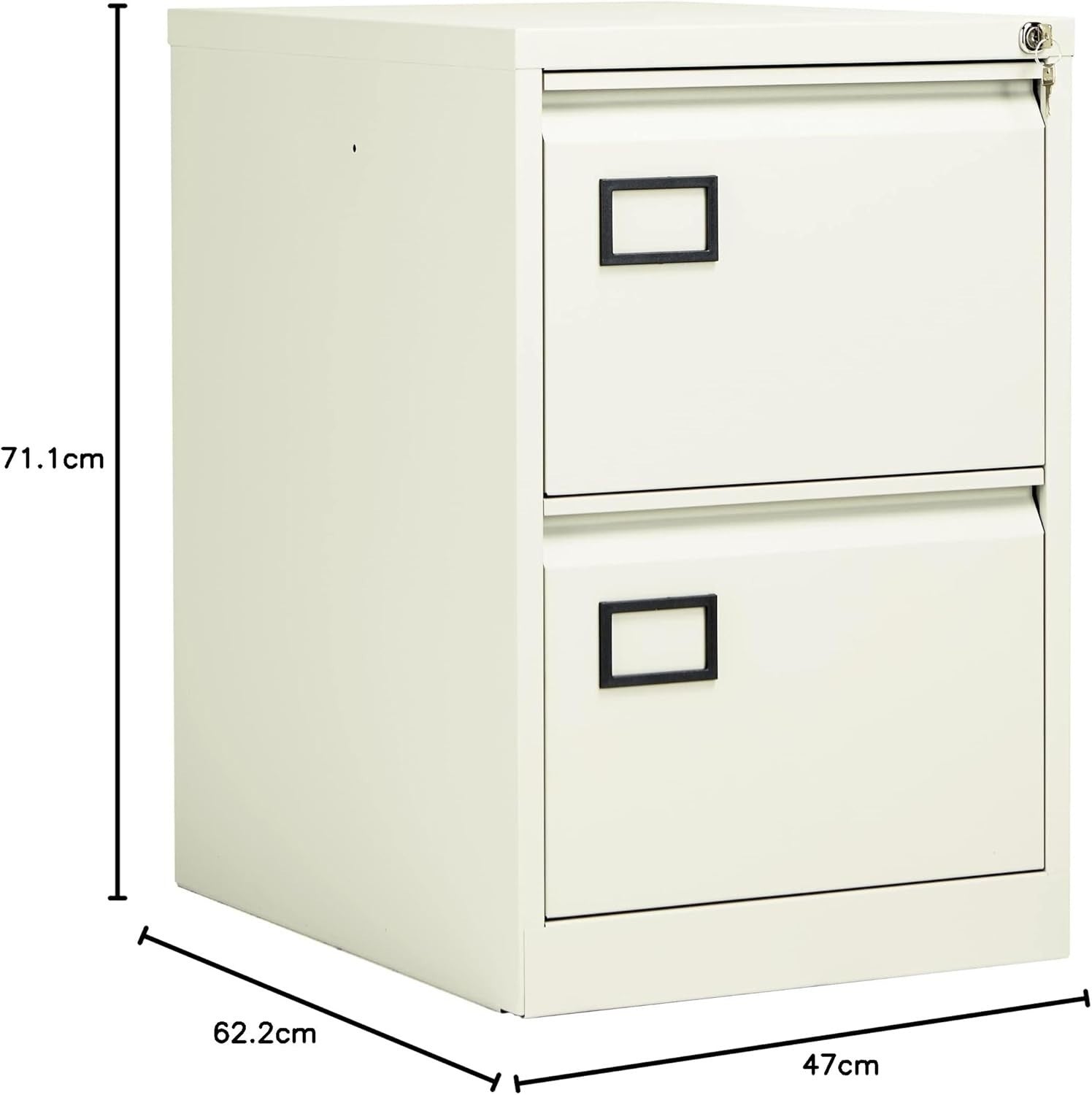 White 2 Drawer Steel Filing Cabinet Lockable Under Desk A4 Foolscap
