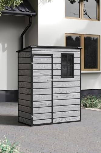 Plastic Garden Shed 4.6x2.6ft Outdoor Waterproof Storage with Floor & Window