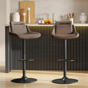 Brown PU Leather Bar Stools Set of 2 – Adjustable Rotating Chairs