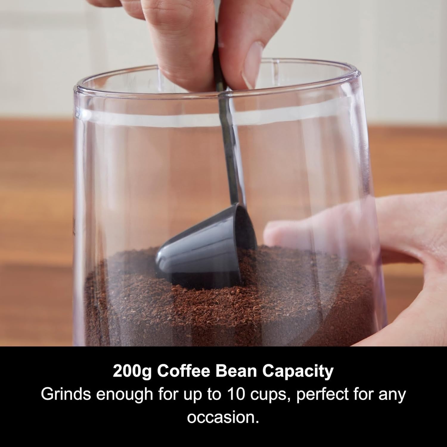 Electric Coffee Grinder 20 Settings, Burr Precision, 200g Capacity