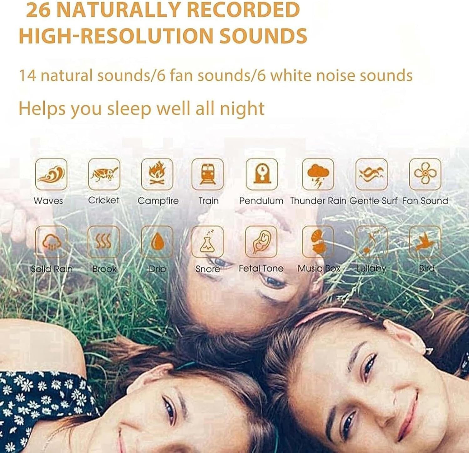 White Noise Machine for Sleep - Portable Rechargeable Sound Soother with Timer