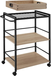 Industrial Drinks Trolley 3 Tier Bar Cart Tray