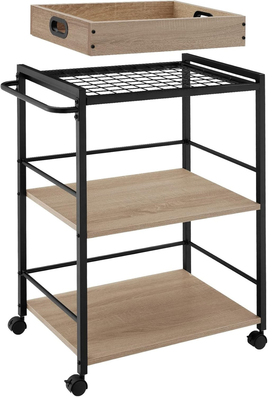 Industrial Drinks Trolley 3 Tier Bar Cart Tray
