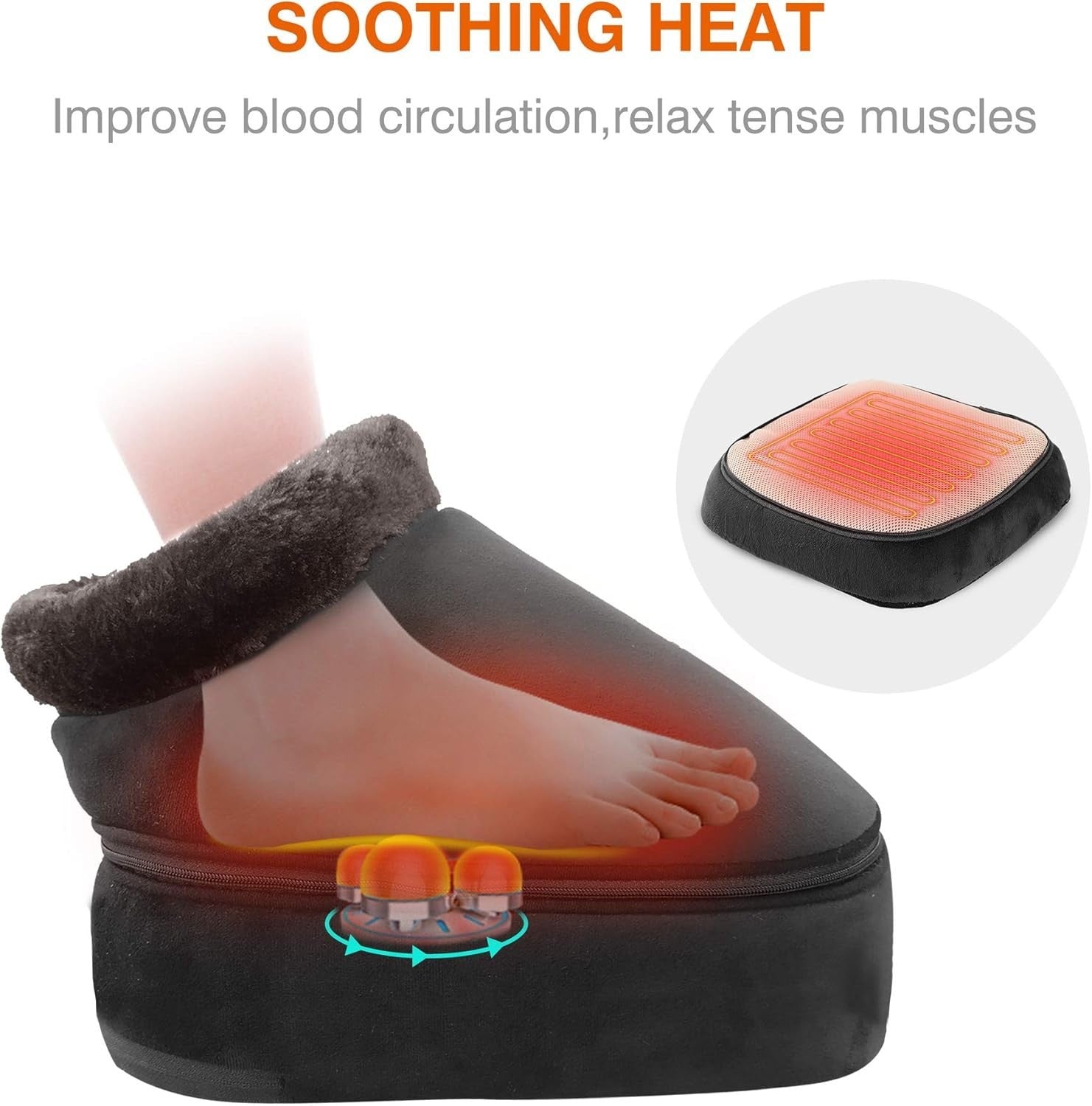 2-in-1 Shiatsu Foot & Back Massager with Heat, Kneading, Electric Massage