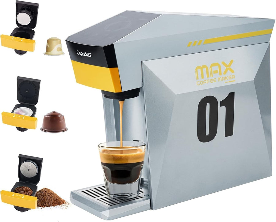 4-in-1 Espresso Coffee Machine 19Bar Multi Capsule Maker 80ml Fast Brew Compact