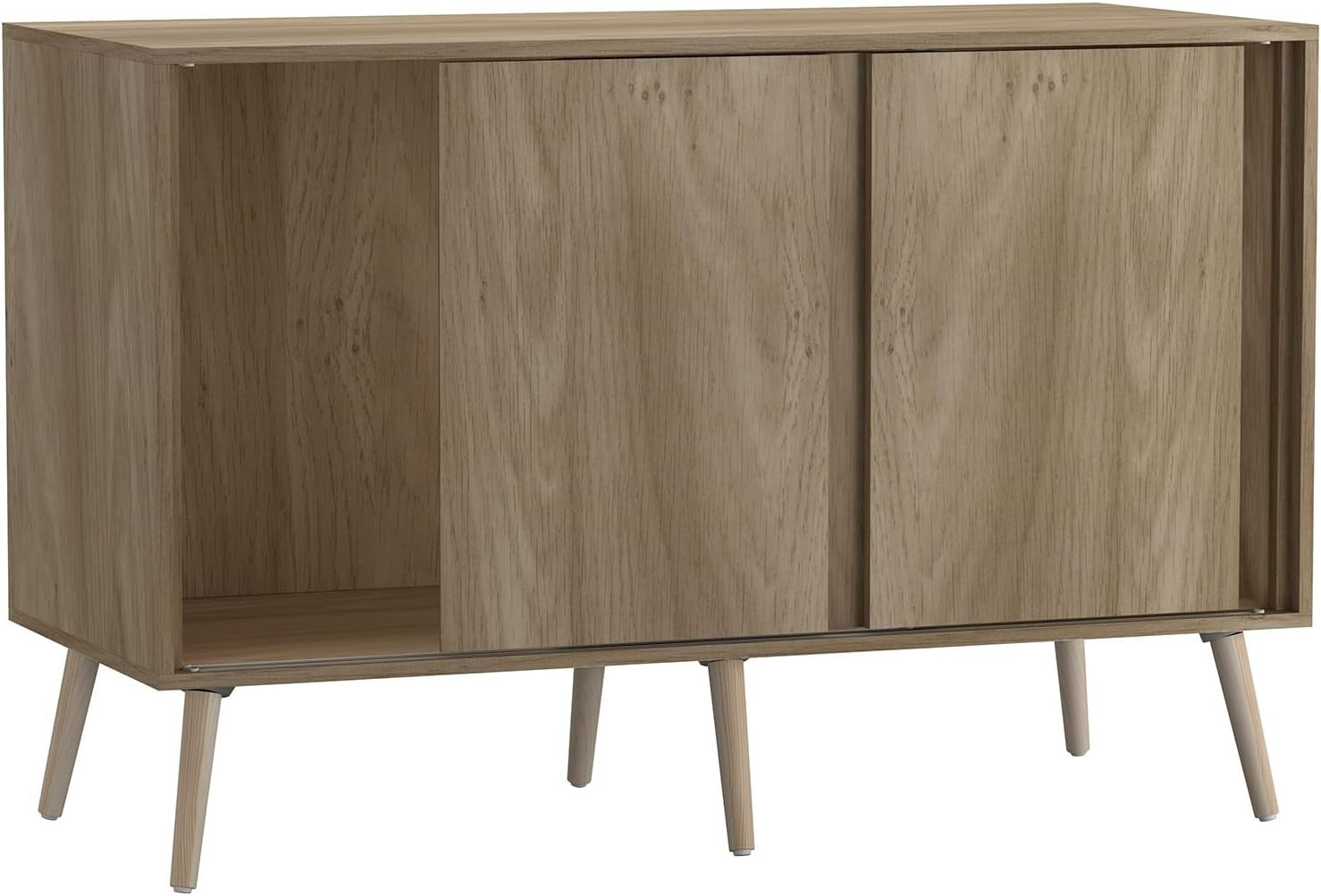 3-Door Sliding Sideboard Cabinet with Wooden Legs Storage Cupboard Modern Home