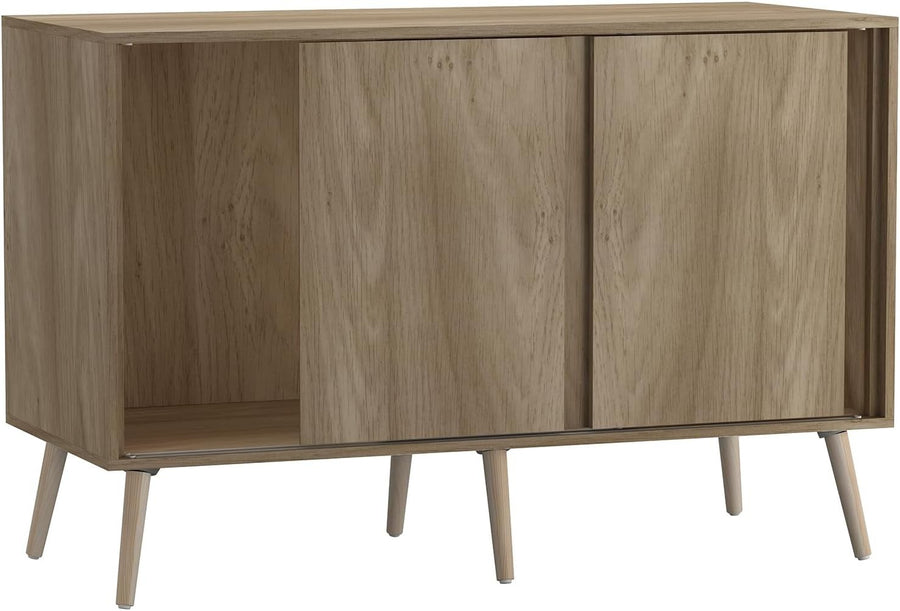 3-Door Sliding Sideboard Cabinet with Wooden Legs Storage Cupboard Modern Home