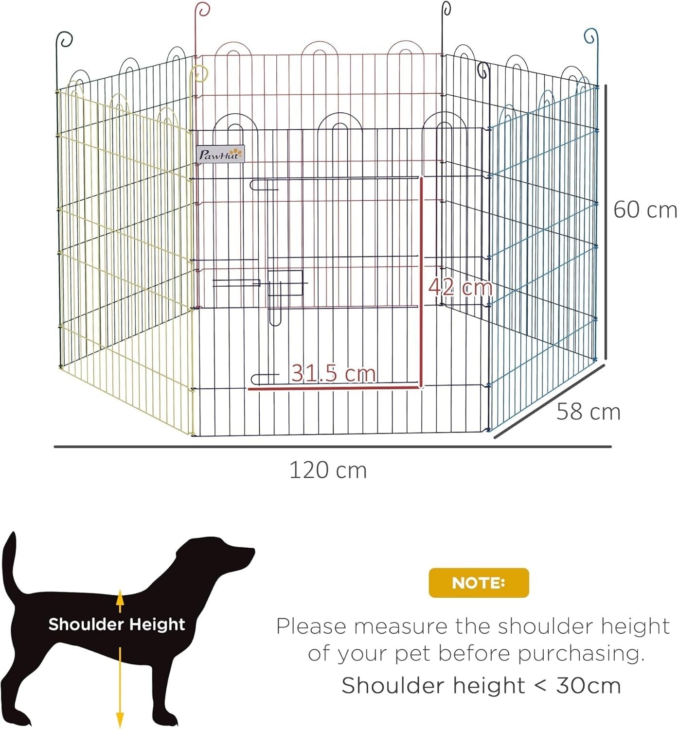 Metal Dog Puppy Playpen Crate Pen Fence 120cm x 60cm Indoor Outdoor Run