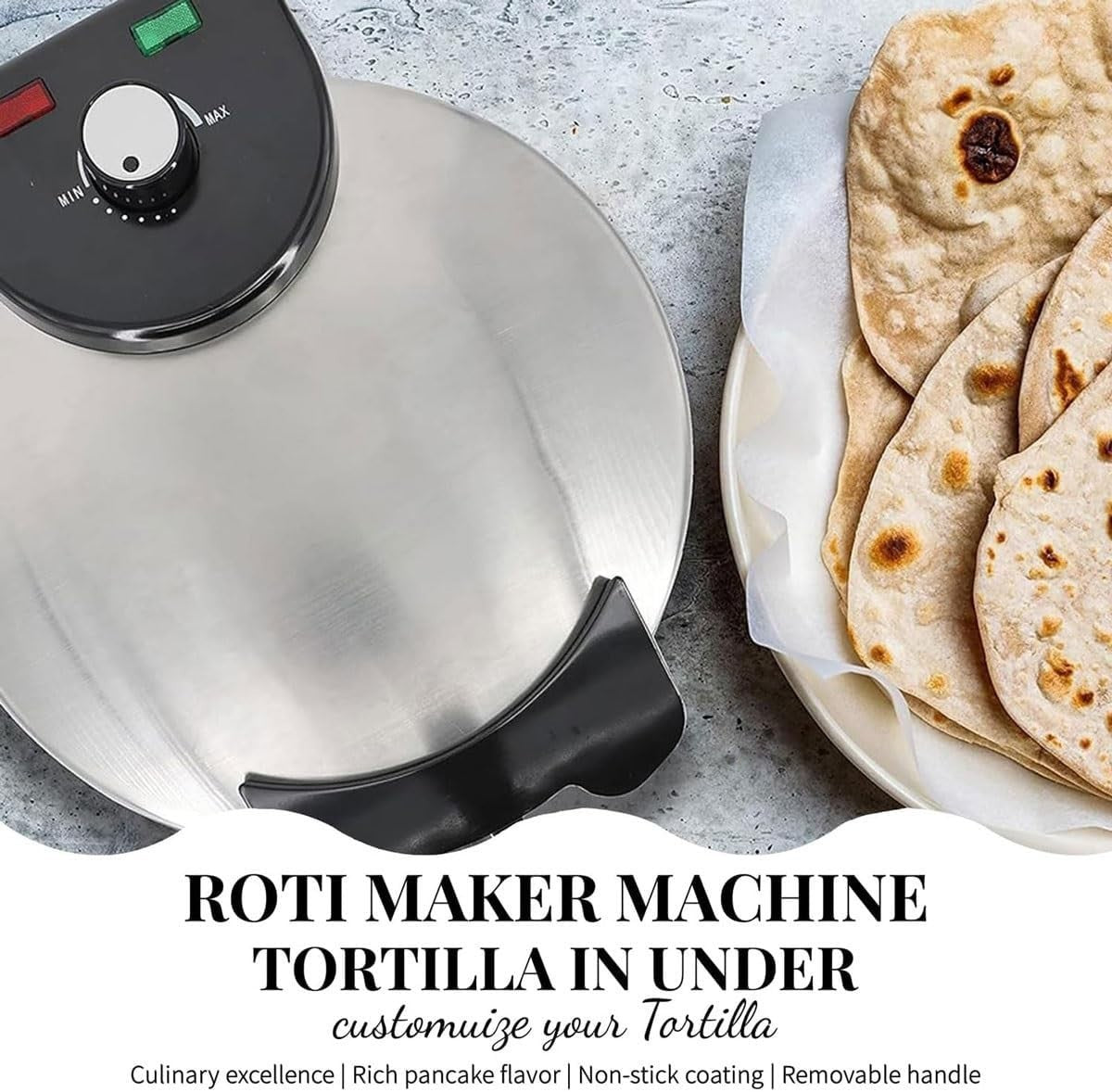 Electric Roti Maker 1800W Chapati Press Non-Stick Tortilla Pancake Machine
