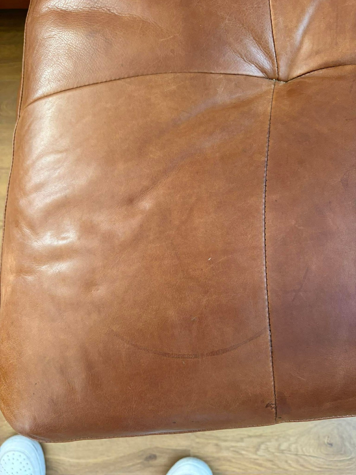 Dark Tannish Brown Leather Corner Sofa (PTP)