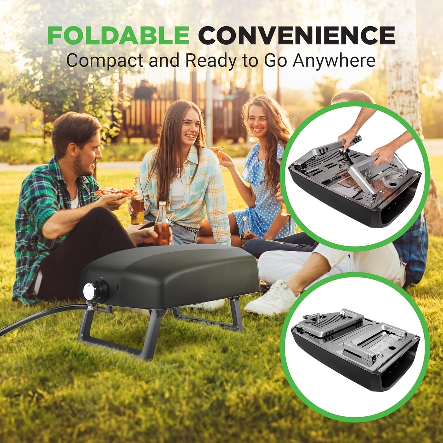 Outdoor Gas Pizza Oven 12" 500°C Rotating Stone Stainless Steel BBQ Cooker