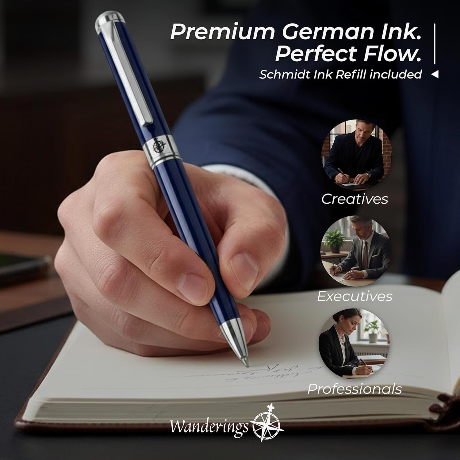 Premium Blue Breeze Ballpoint Pen Chrome Trim Gift Boxed