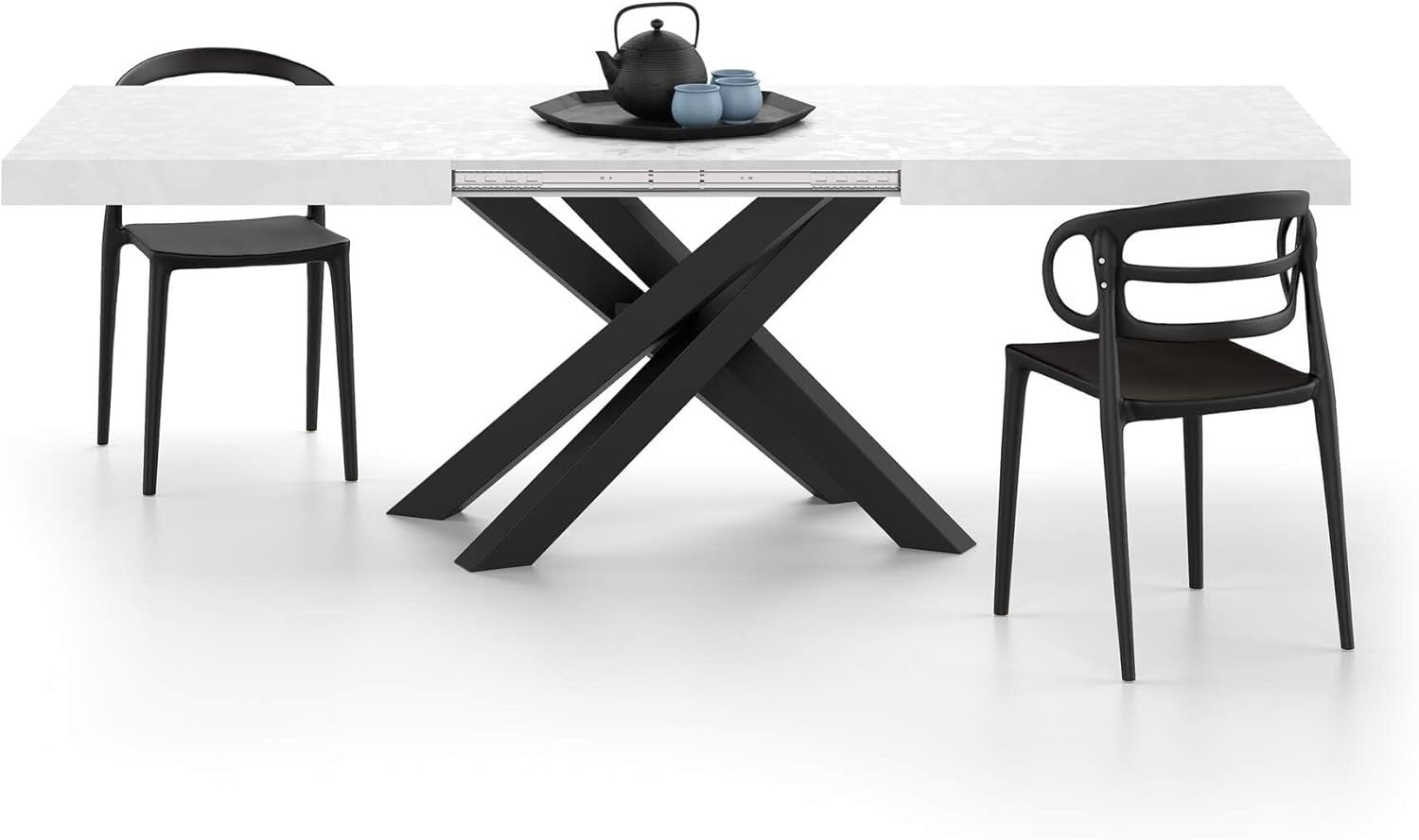 Extendable Walnut Dining Table 160–240cm w/Concerte Cross Black Legs Modern