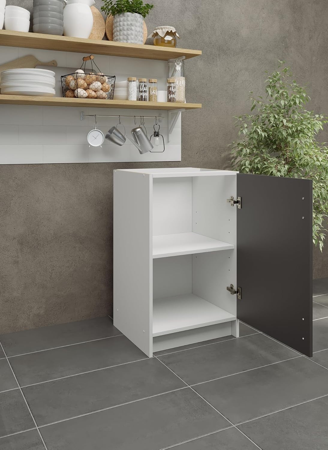 Modern 500mm Dark Grey Matt Kitchen Base Cabinet Cupboard Storage