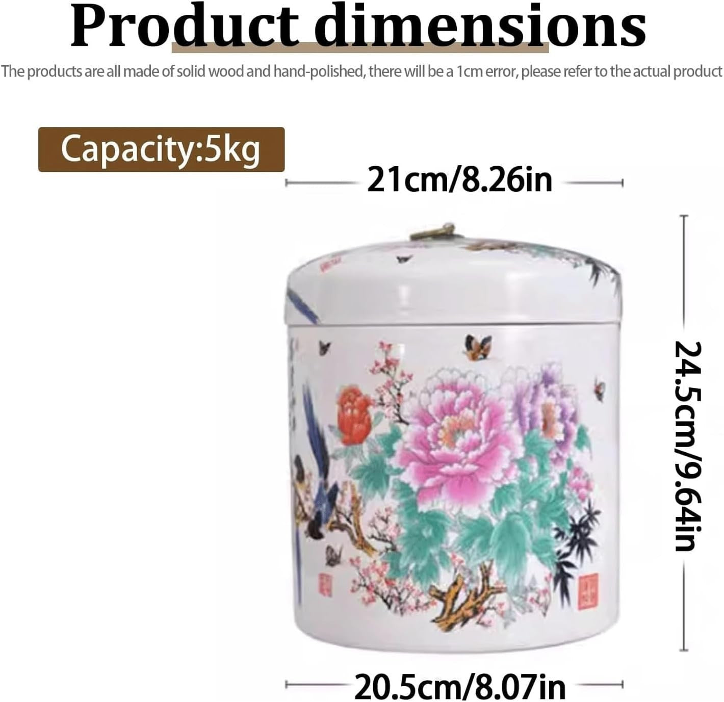5KG Ceramic Rice Container with Lid Sealed Grain Storage Jar