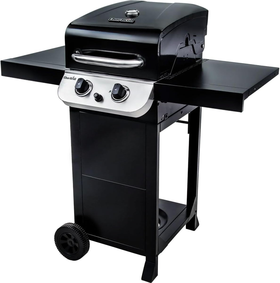 2-Burner Gas BBQ Grill with Cast Iron Grates & Side Shelves Outdoor Patio
