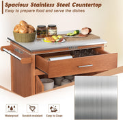 Kitchen Storage Trolley with Stainless Steel Top, Rolling Cart, Adjustable.