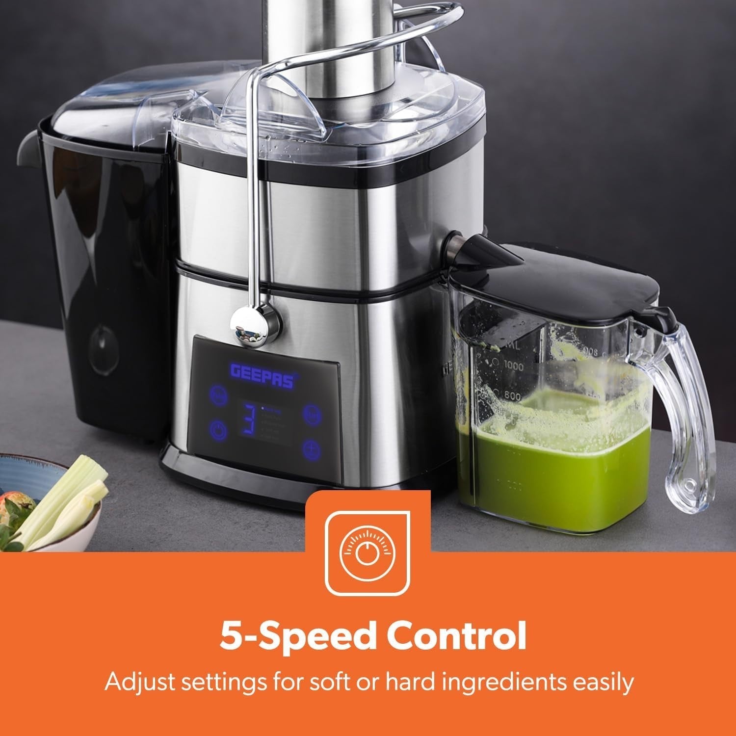 800W Digital Juice Extractor Whole Fruit Vegetable Juicer 75mm Feed Chute