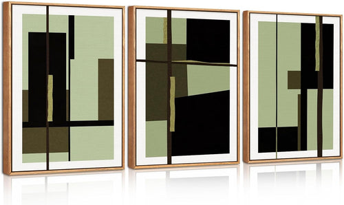 Abstract Framed Canvas Wall Art Set of 3 Modern Geometric Prints