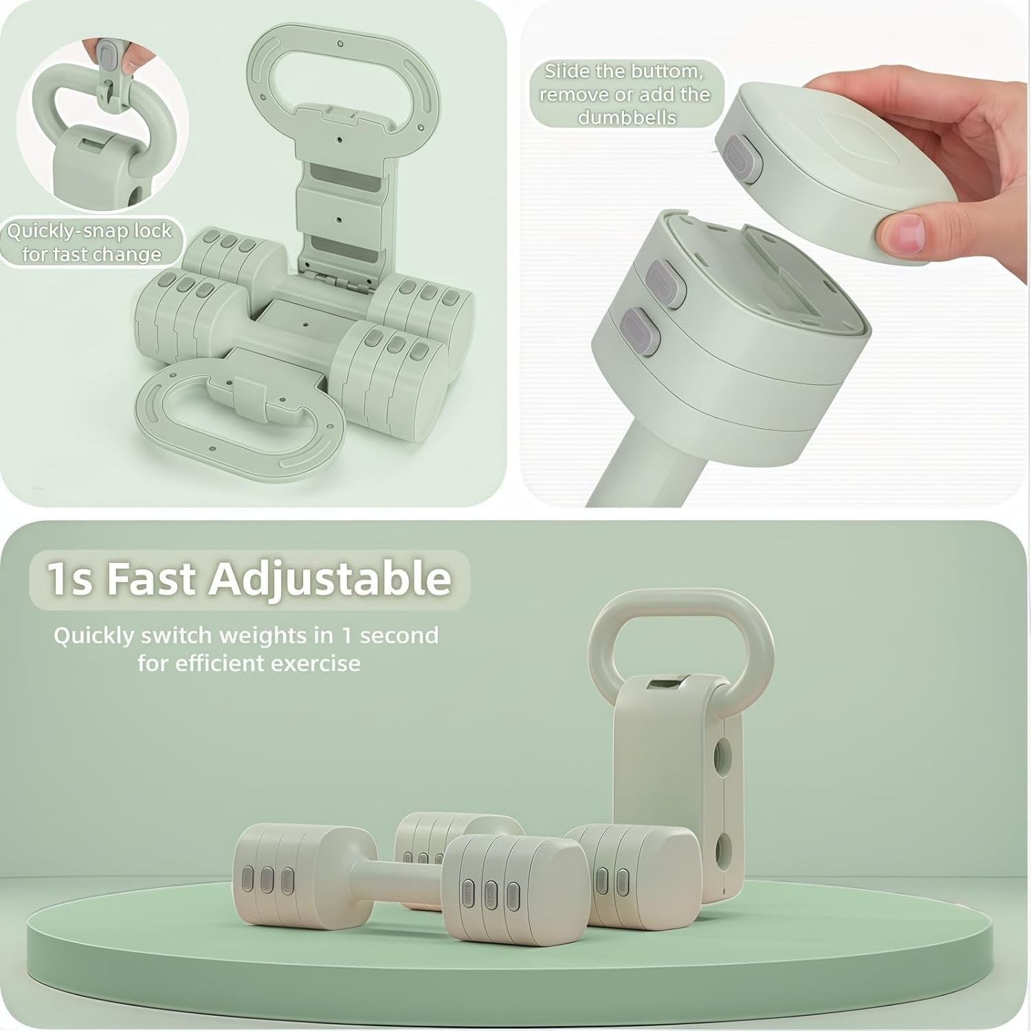 Adjustable Dumbbells Set 2-in-1 Kettlebell Hand Weights Non-Slip Home Gym
