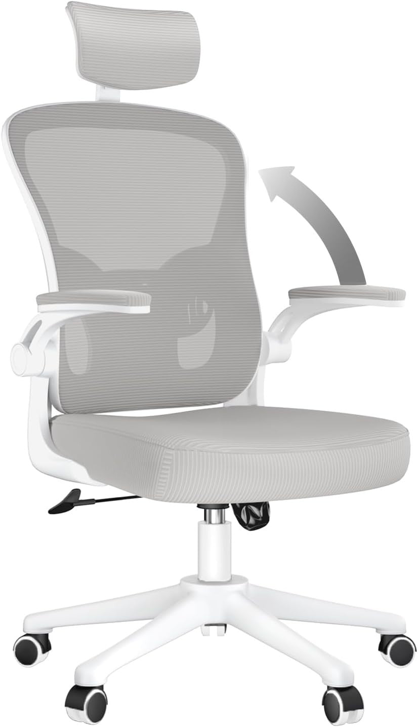 Ergonomic Office Chair Grey Desk Computer Seat Adjustable Lumbar Support Swivel