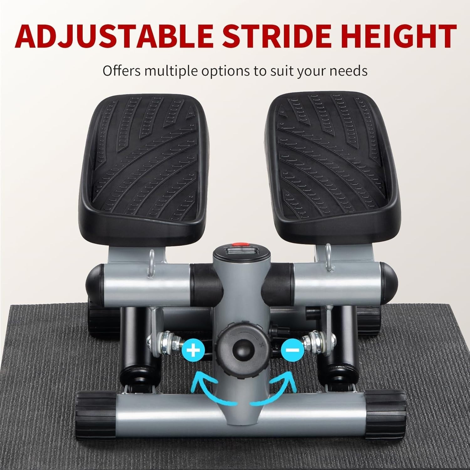 Mini Stair Stepper w/ LCD Monitor, Resistance Bands & Non-Slip Pedals