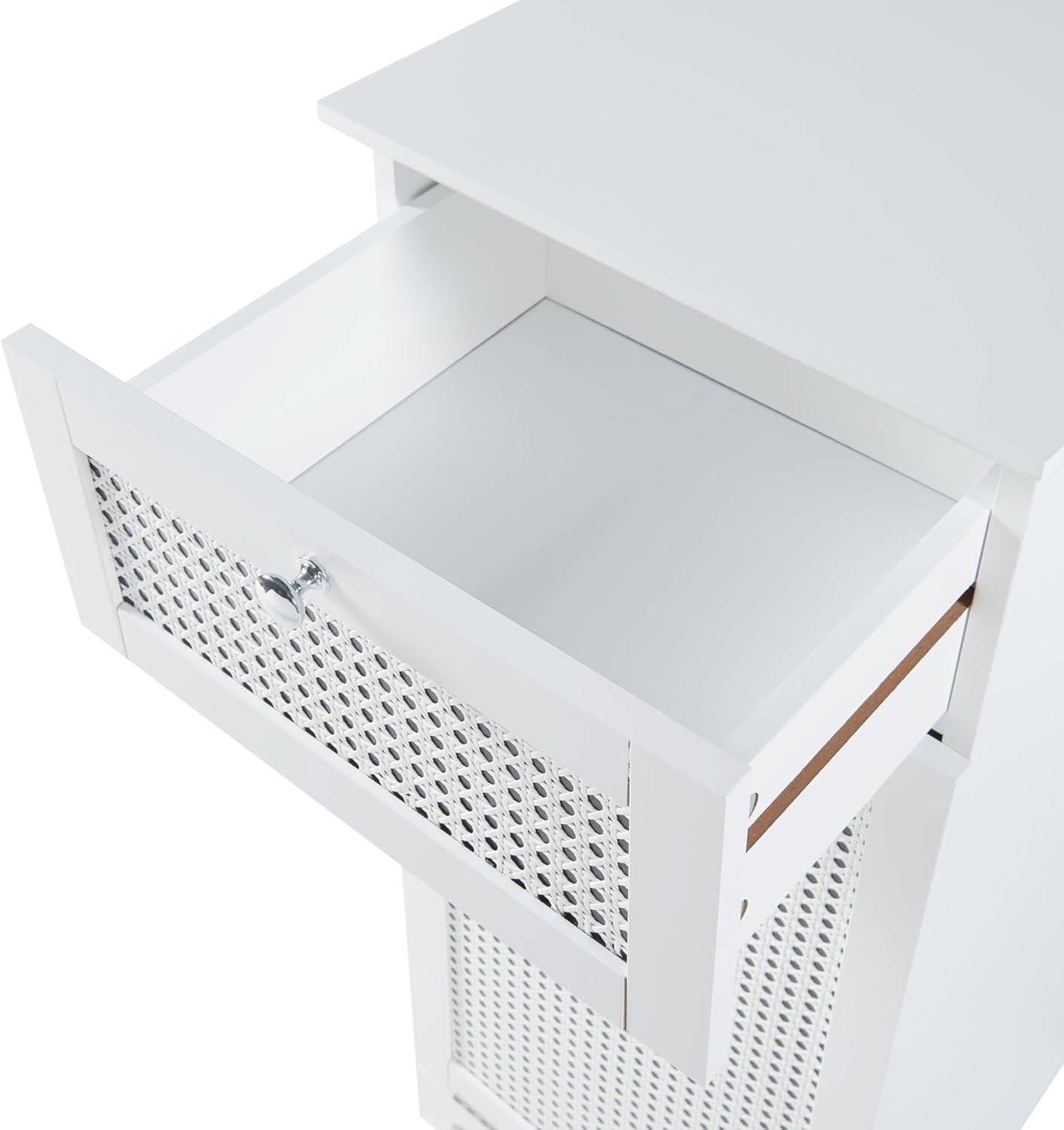 Laundry Cabinet With Fold Out Basket Slim Bathroom Storage Unit White Rattan